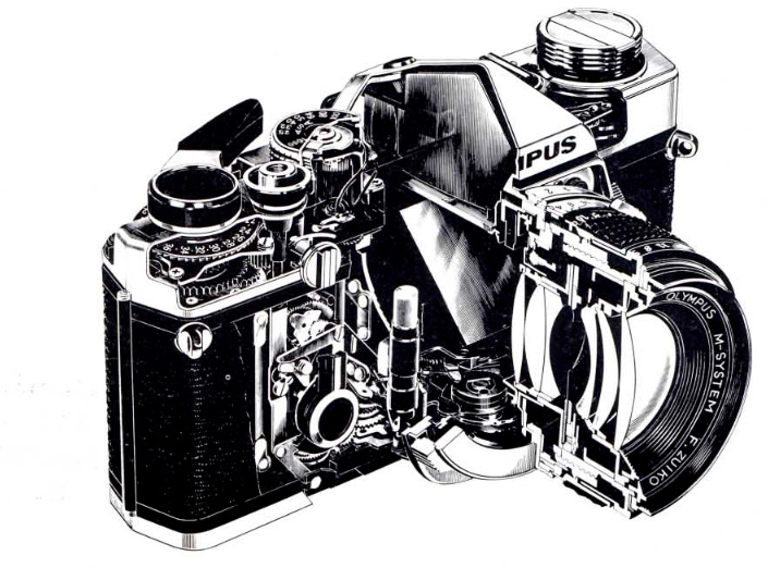Olympus OM-1 exploded technical illustration